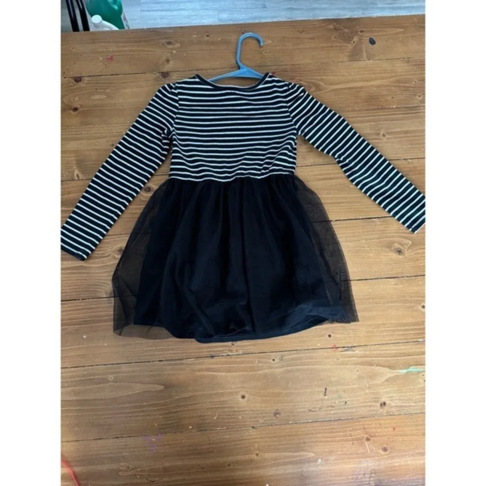 Kids Black White Stripe BOO Ghost Tulle Skirt Halloween Dress Size S/P‎ 6X
